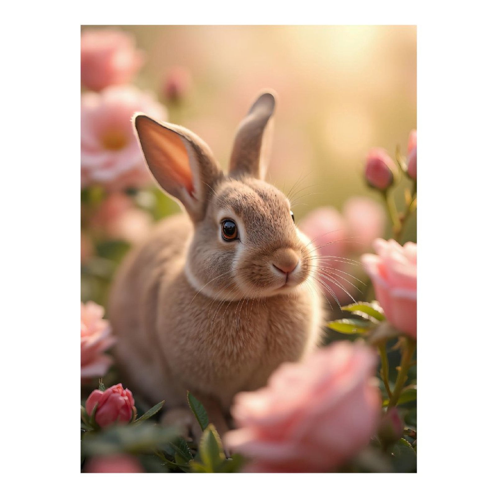 Diamond Art Kits for Adults, Rabbit Among Pink Blossoms 5D Diamond ...