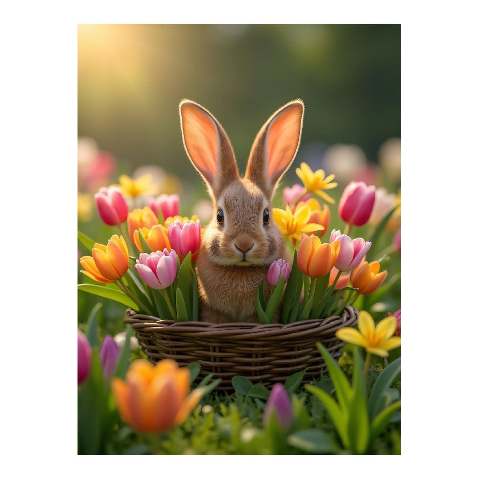 Diamond Art Kits for Adults, Rabbit Basket Spring Flowers 5D Diamond Painting Kits for Adults Beginners, DIY Full Drill Diamond Painting, Gem Art and Crafts 12x16