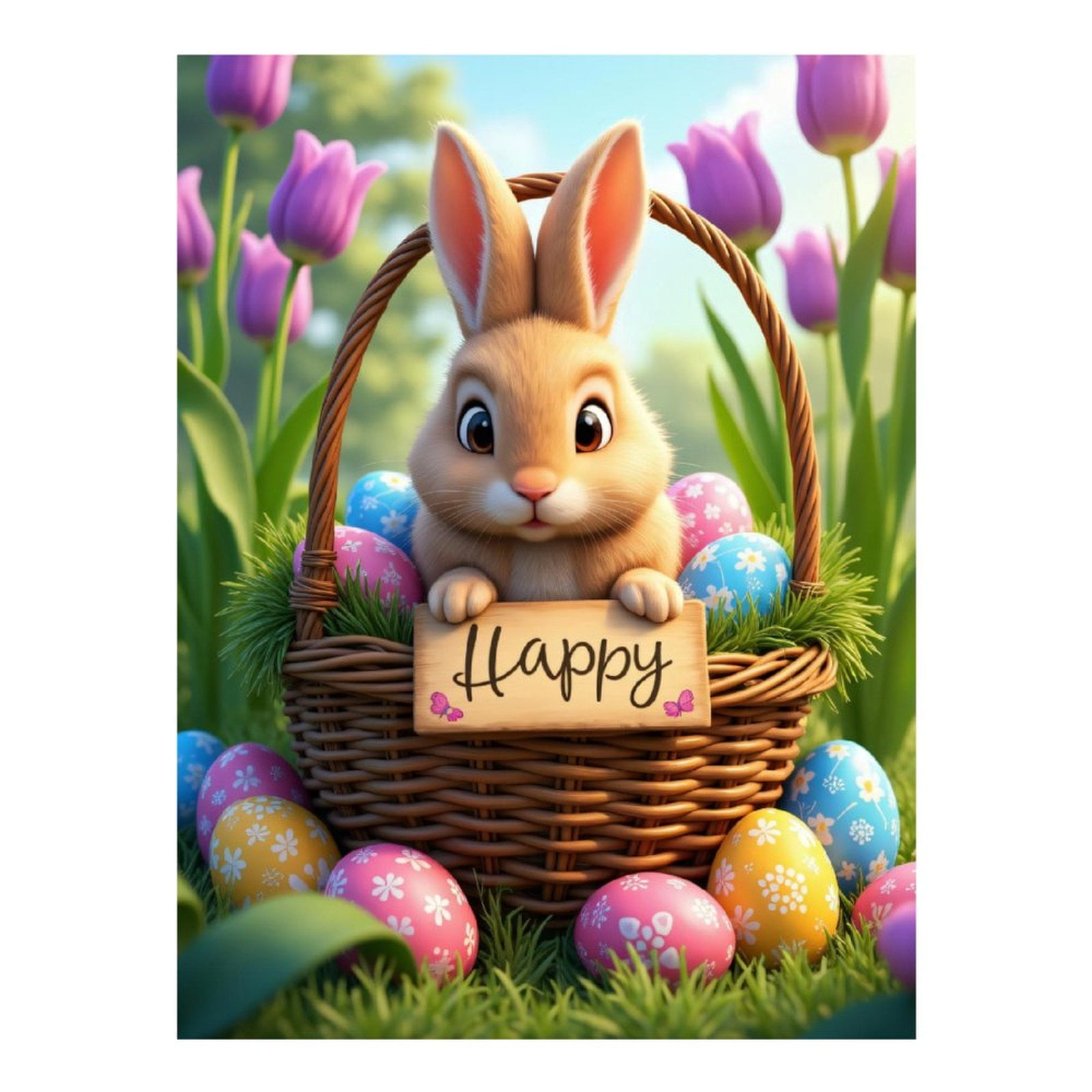 Diamond Art Kits for Adults - Rabbit Basket Tulip Eggs Spring Scene 5d ...