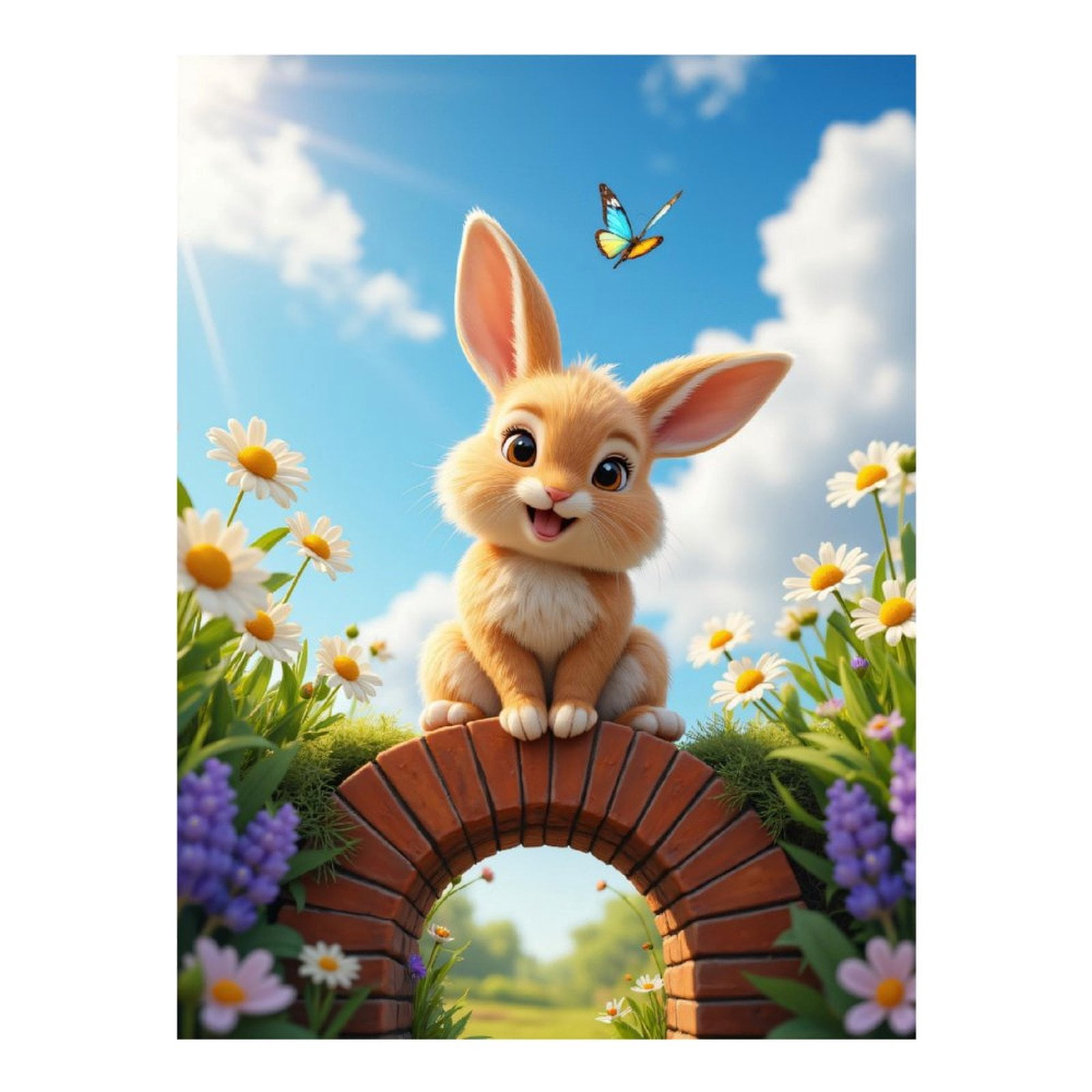 Diamond Art Kits for Adults, Rabbit On Brick Arch With Butterfly 5D Diamond Painting Kits for Adults Beginners, DIY Full Drill Diamond Painting, Gem Art and Crafts 12x16