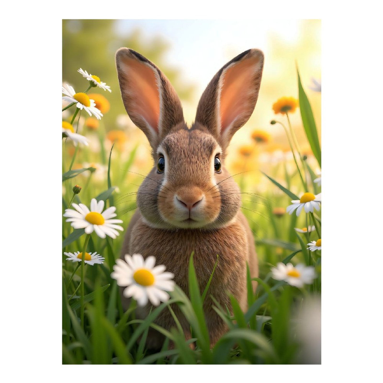 Diamond Art Kits for Adults - Rabbit In Daisies Spring Meadow 5d ...