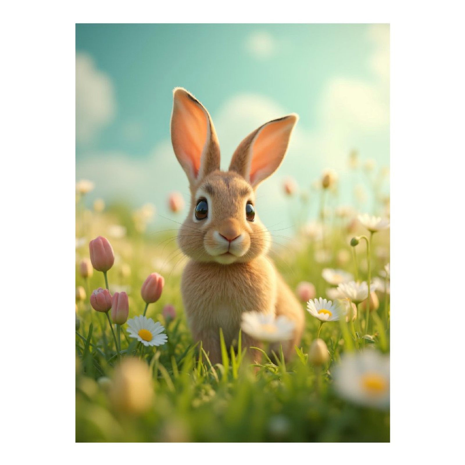 Diamond Art Kits for Adults, Rabbit In Flower Field 5D Diamond Painting ...