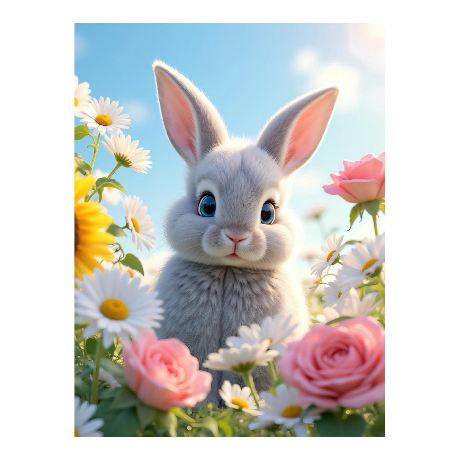 Diamond Art Kits for Adults, Rabbit In A Flower Garden 5D Diamond Painting Kits for Adults Beginners, DIY Full Drill Diamond Painting, Gem Art and Crafts 12x16