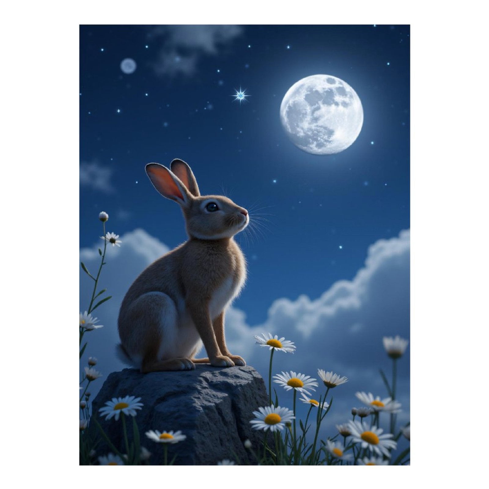 Diamond Art Kits for Adults, Rabbit Moonlit Meadow Night Sky 5D Diamond Painting Kits for Adults Beginners, DIY Full Drill Diamond Painting, Gem Art and Crafts 12x16