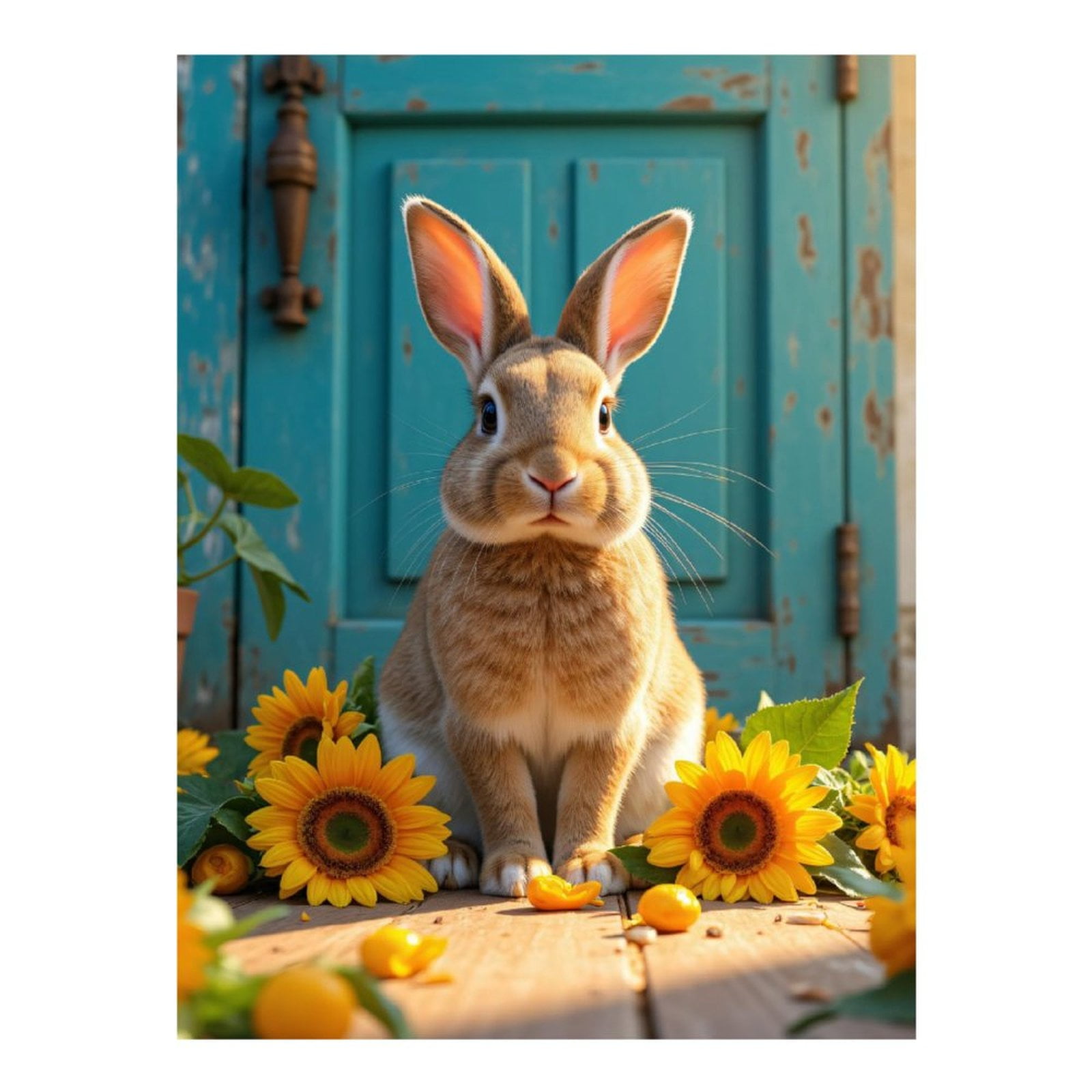 Diamond Art Kits for Adults, Rabbit With Sunflowers Doorway Scene 5D Diamond Painting Kits for Adults Beginners, DIY Full Drill Diamond Painting, Gem Art and Crafts 12x16