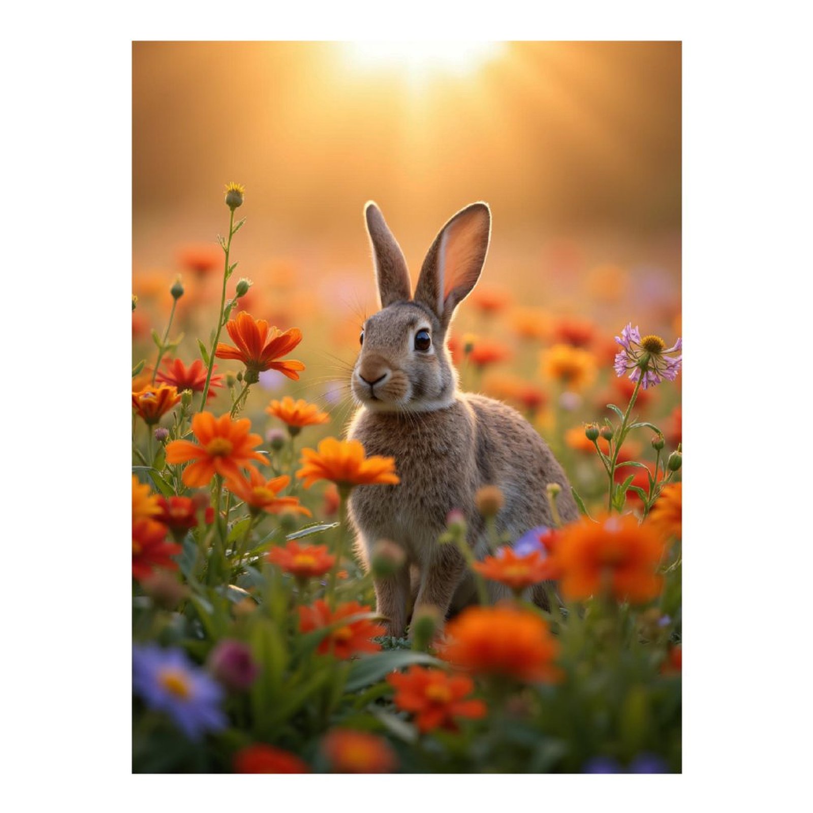 Diamond Art Kits for Adults - Rabbit In Sunny Flower Field 5d Diamond ...