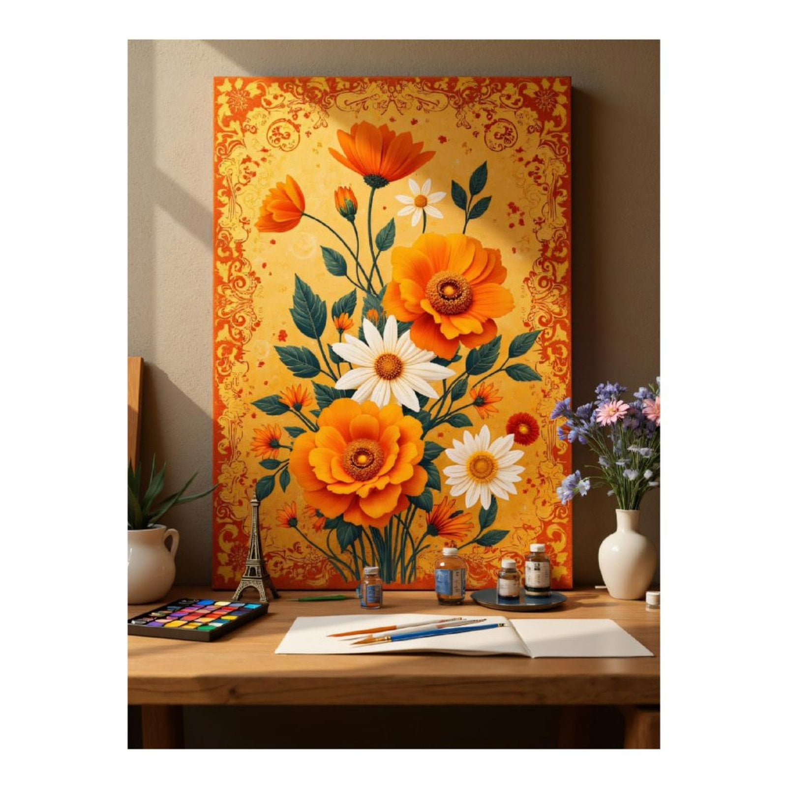 Diamond Art Kits for Adults, Radiant Floral Canvas Art Desk Setup 5D Diamond Painting Kits for Adults Beginners, DIY Full Drill Diamond Painting, Gem Art and Crafts 12x16