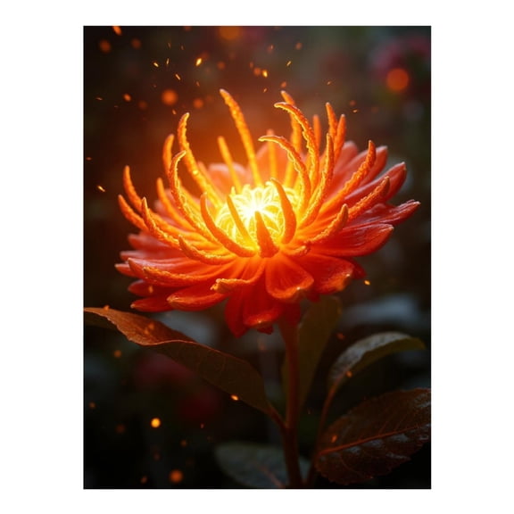 Diamond Art Kits for Adults, Radiant Orange Flower Glow Sparkles 5D Diamond Painting Kits for Adults Beginners, DIY Full Drill Diamond Painting, Gem Art and Crafts 12x16