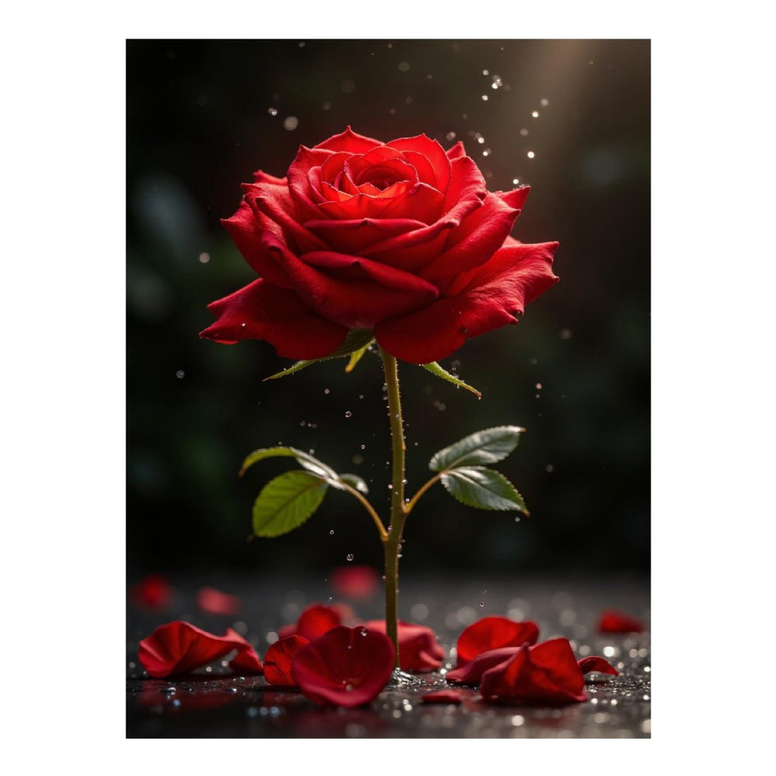 Diamond Art Kits for Adults, Radiant Red Rose With Petals Droplets 5D Diamond Painting Kits for Adults Beginners, DIY Full Drill Diamond Painting, Gem Art and Crafts 12x16