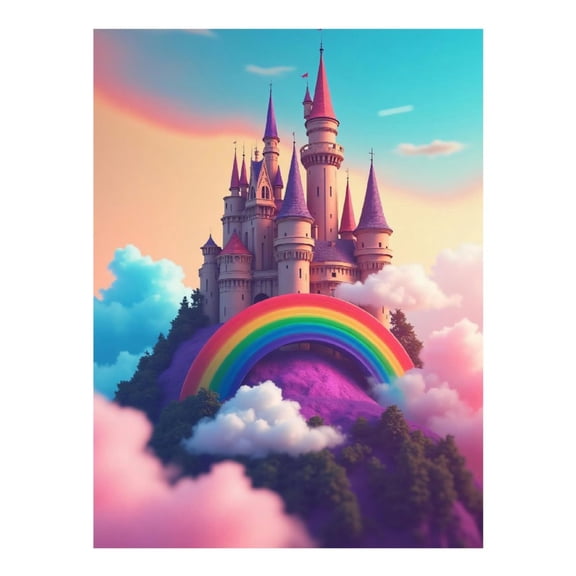 Diamond Art Kits for Adults - Rainbow Castle Cloud Print No.11 5D Frameless Dimond Painting Kit for Adults Beginner, Round Diamond Kits for Home Wall Decor, Gift for Women