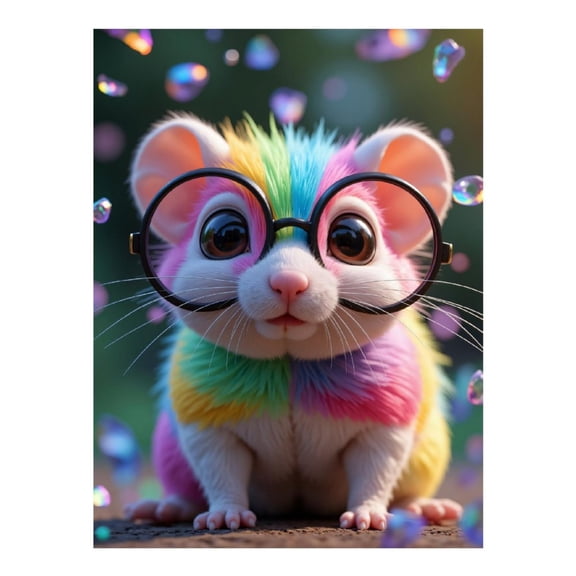 Diamond Art Kits for Adults, Rainbow Mouse Glasses Cute Bubbles 5D Diamond Painting Kits for Adults Beginners, DIY Full Drill Diamond Painting, Gem Art and Crafts 12x16