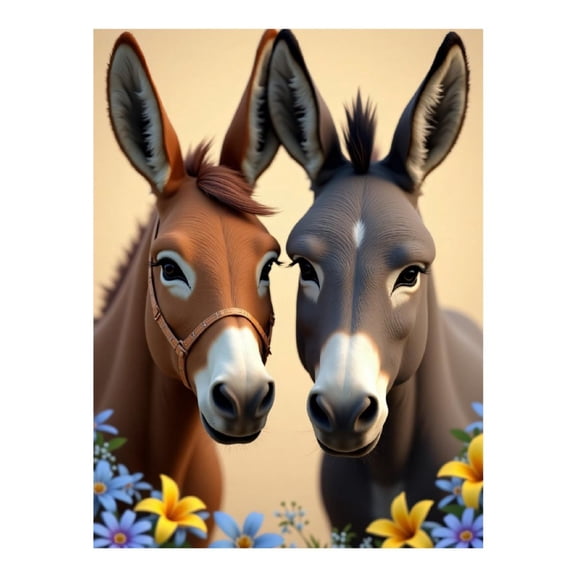 Diamond Art Kits for Adults - Realistic Modern Donkey Print No.26 5D Frameless Dimond Painting Kit for Adults Beginner, Round Diamond Kits for Home Wall Decor, Gift for Women