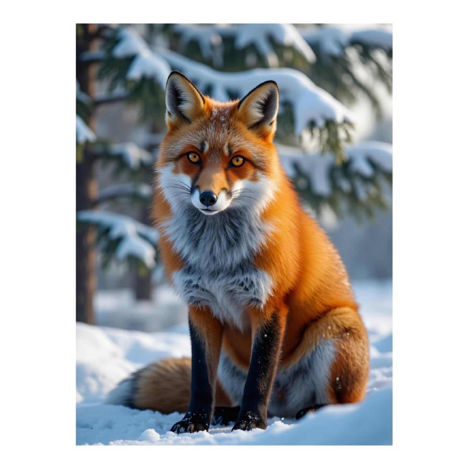 Diamond Art Kits for Adults, Red Fox Winter Scene Snow 5D Diamond Painting Kits for Adults Beginners, DIY Full Drill Diamond Painting, Gem Art and Crafts 12x16