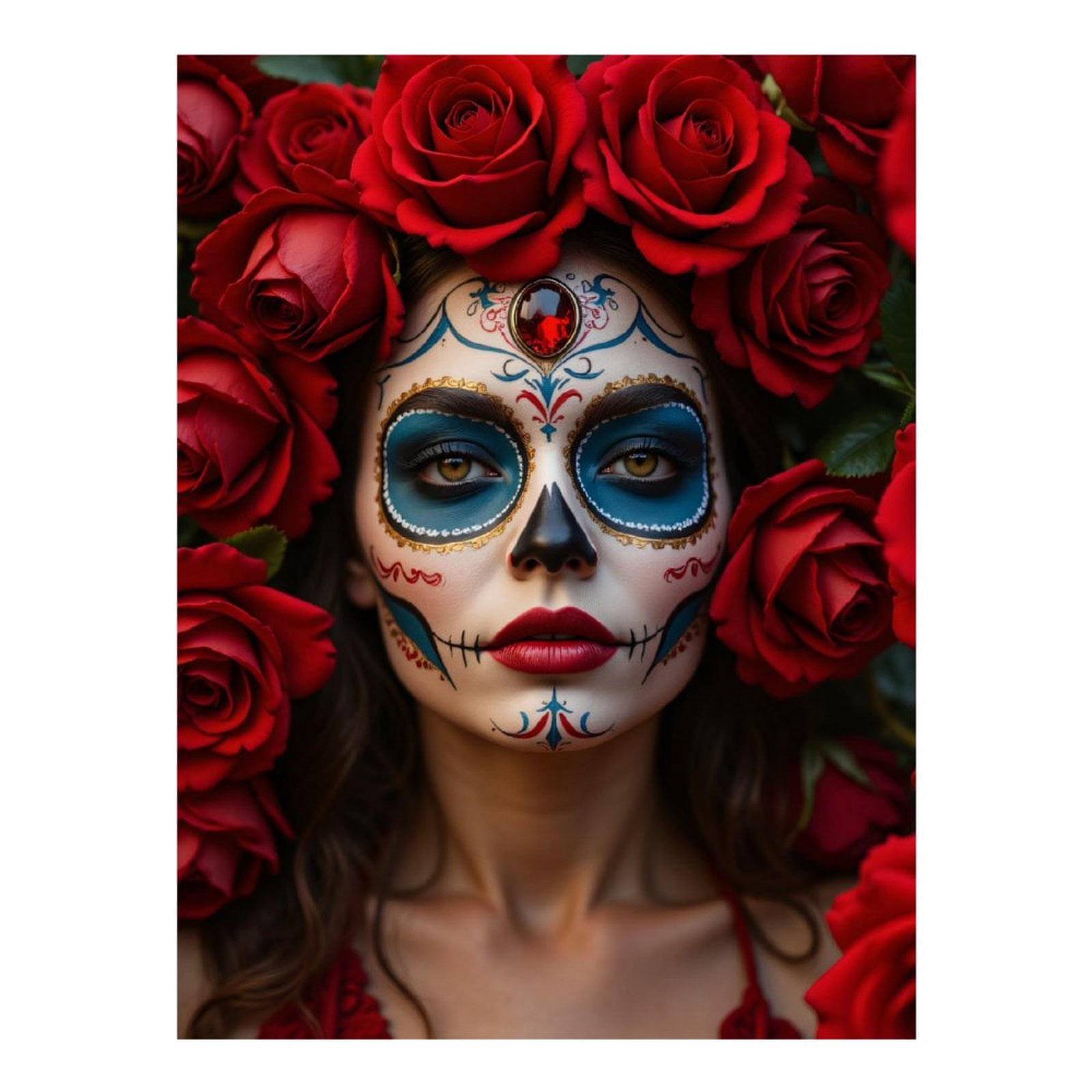 Diamond Art Kits for Adults, Red Rose Face Art Beauty 5D Diamond Painting Kits for Adults Beginners, DIY Full Drill Diamond Painting, Gem Art and Crafts 12x16