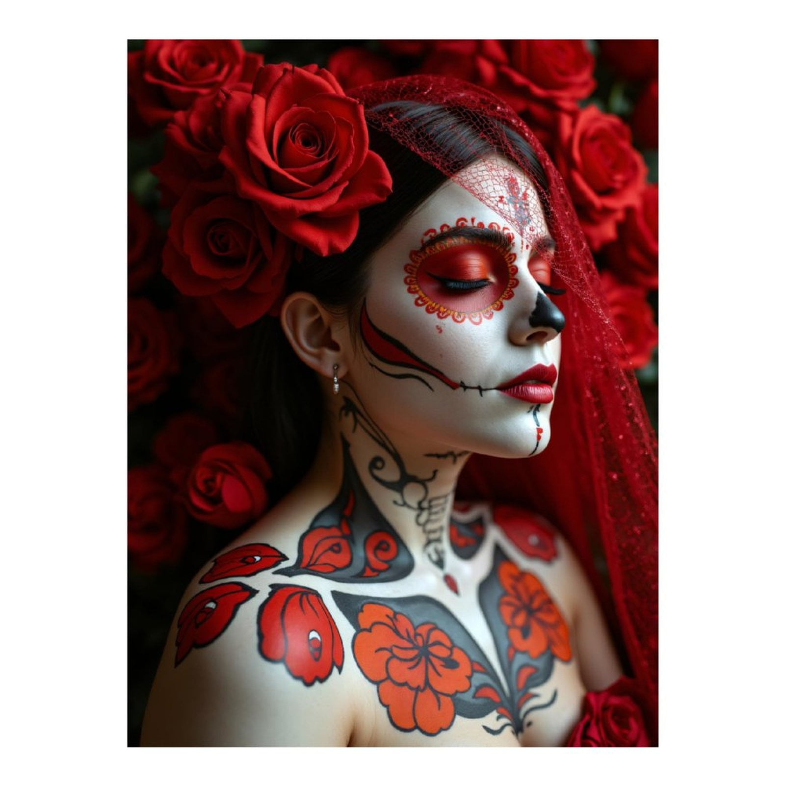 Diamond Art Kits for Adults, Red Rose Face Art Portrait 5D Diamond Painting Kits for Adults Beginners, DIY Full Drill Diamond Painting, Gem Art and Crafts 12x16