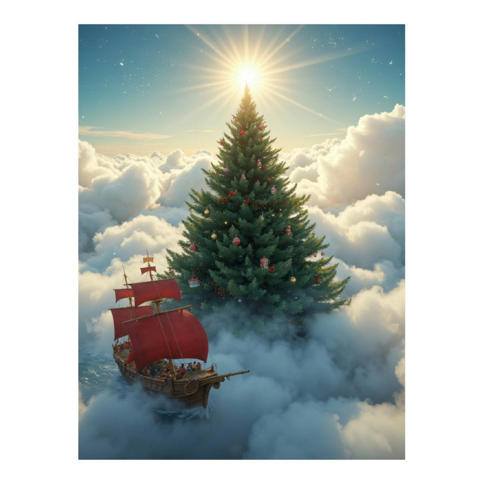 Diamond Art Kits for Adults, Red Sails Large Tree Clouds Sky 5D Diamond Painting Kits for Adults Beginners, DIY Full Drill Diamond Painting, Gem Art and Crafts 12x16