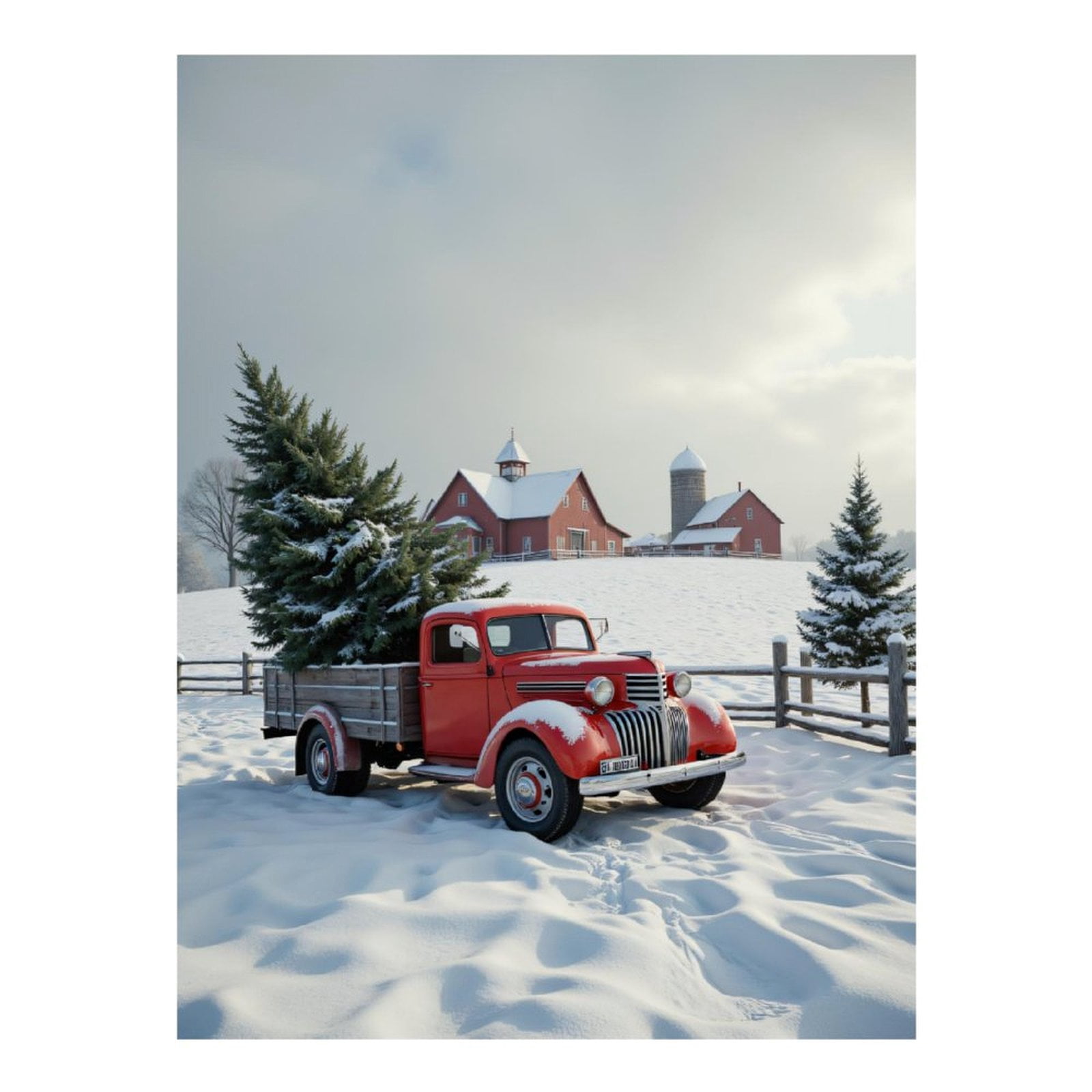 Diamond Art Kits for Adults, Red Truck Snowy Farm Landscape 5D Diamond Painting Kits for Adults Beginners, DIY Full Drill Diamond Painting, Gem Art and Crafts 12x16