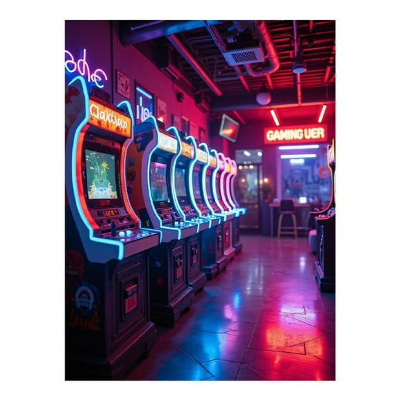 Diamond Art Kits for Adults, Retro Arcade Neon Glow 5D Diamond Painting Kits for Adults Beginners, DIY Full Drill Diamond Painting, Gem Art and Crafts 12x16