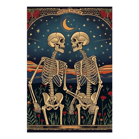 Diamond Art Kits for Adults, Romantic Skeletons Under MoonDiamond Painting Kits for Beginners, Frameless Round 5D Full Drill Diamonds Art Gem Art Crafts Home Decor Gifts