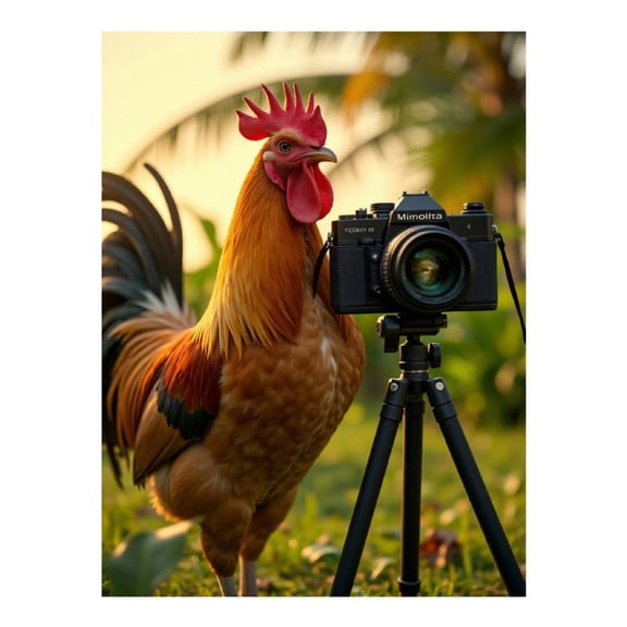 Diamond Art Kits for Adults - Rooster Photographer Tropical Sunset 5d Diamond Painting for Adults, Diamond Art for Adults Beginners, Frameless Diamond Painting Kits for Adults for Home Wall Decor