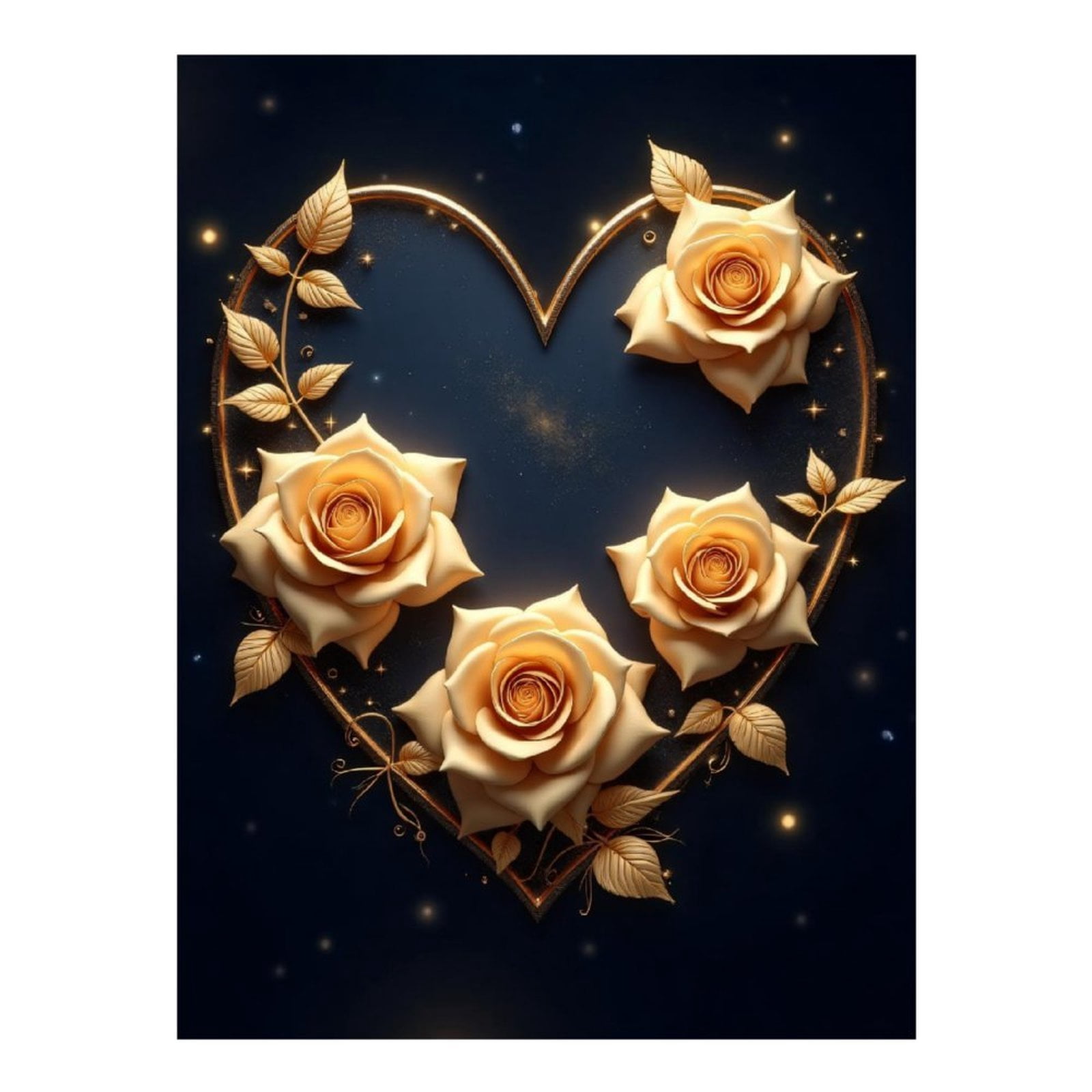 BOHADIY Rose Diamond Painting Kit For Adults - Golden Rose Full Drill Art - 16x12 Inch Floral Wall Decor