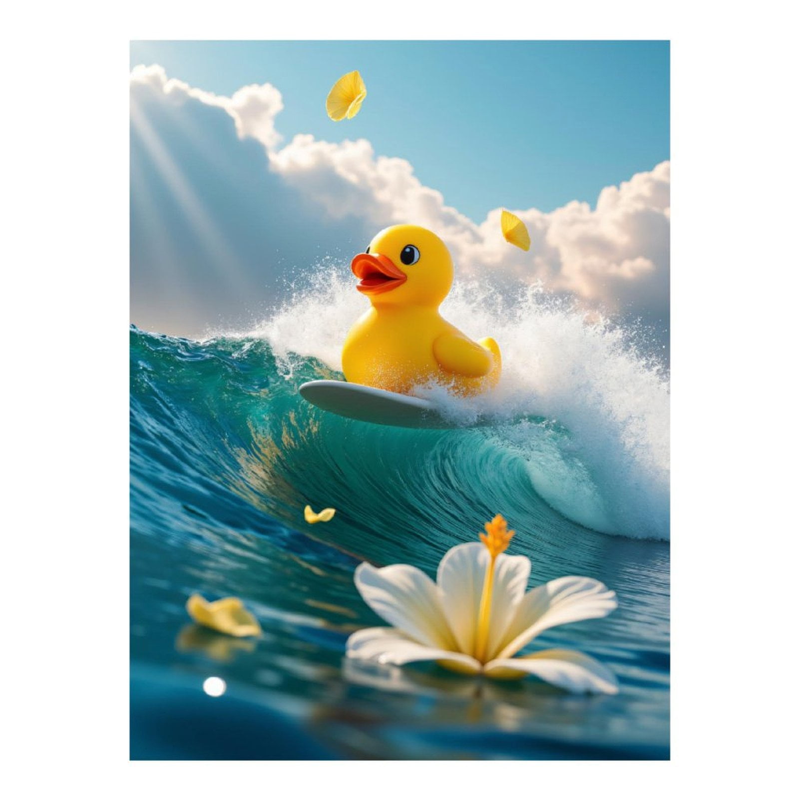 Diamond Art Kits for Adults, Rubber Duck Surfing Waves 5D Diamond