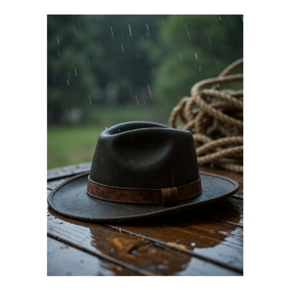 Diamond Art Kits for Adults, Rugged Hat Rainy Day Wooden Table 5D Diamond Painting Kits for Adults Beginners, DIY Full Drill Diamond Painting, Gem Art and Crafts 12x16