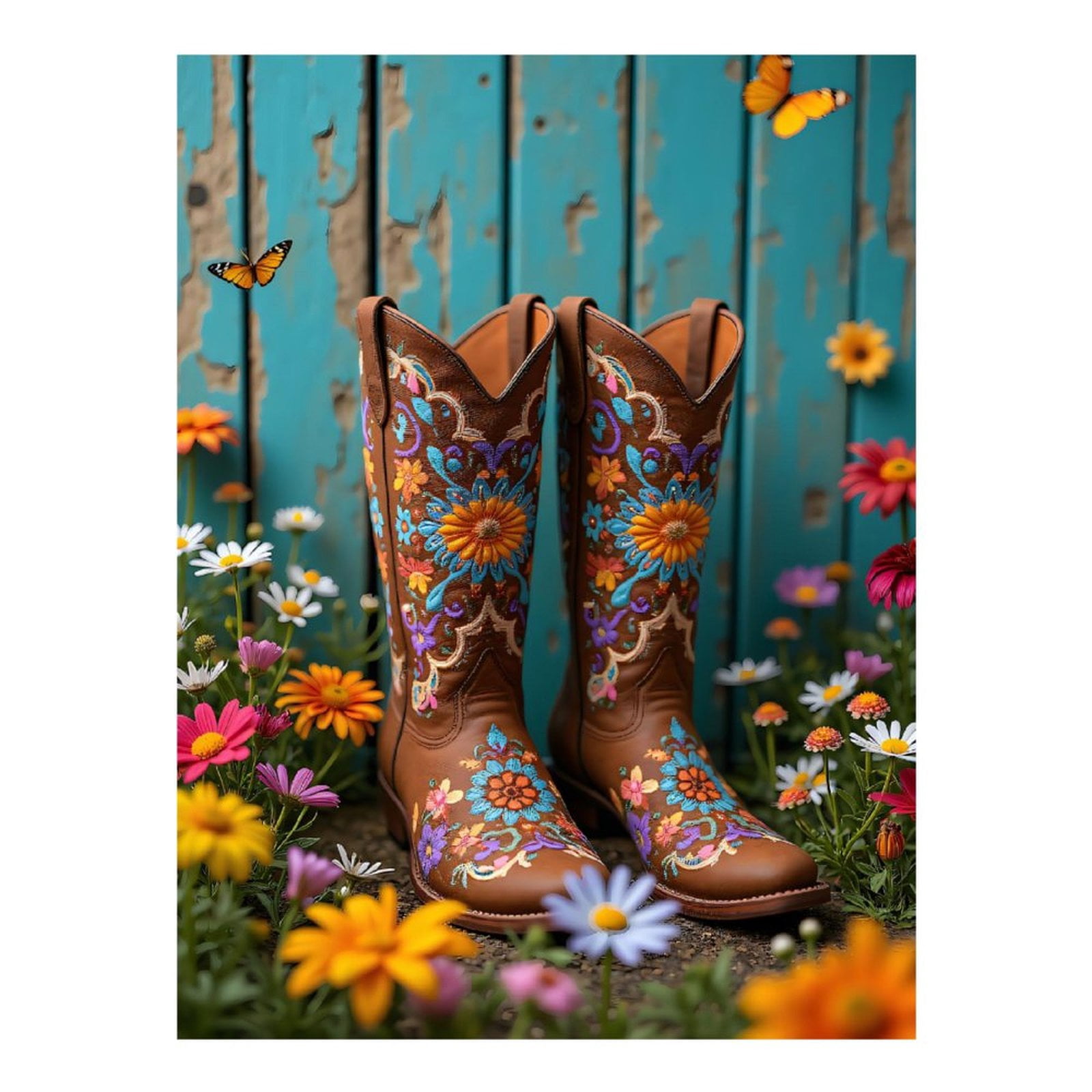 Diamond Art Kits for Adults, Rustic Boots Floral Design Garden 5D Diamond Painting Kits for Adults Beginners, DIY Full Drill Diamond Painting, Gem Art and Crafts 12x16