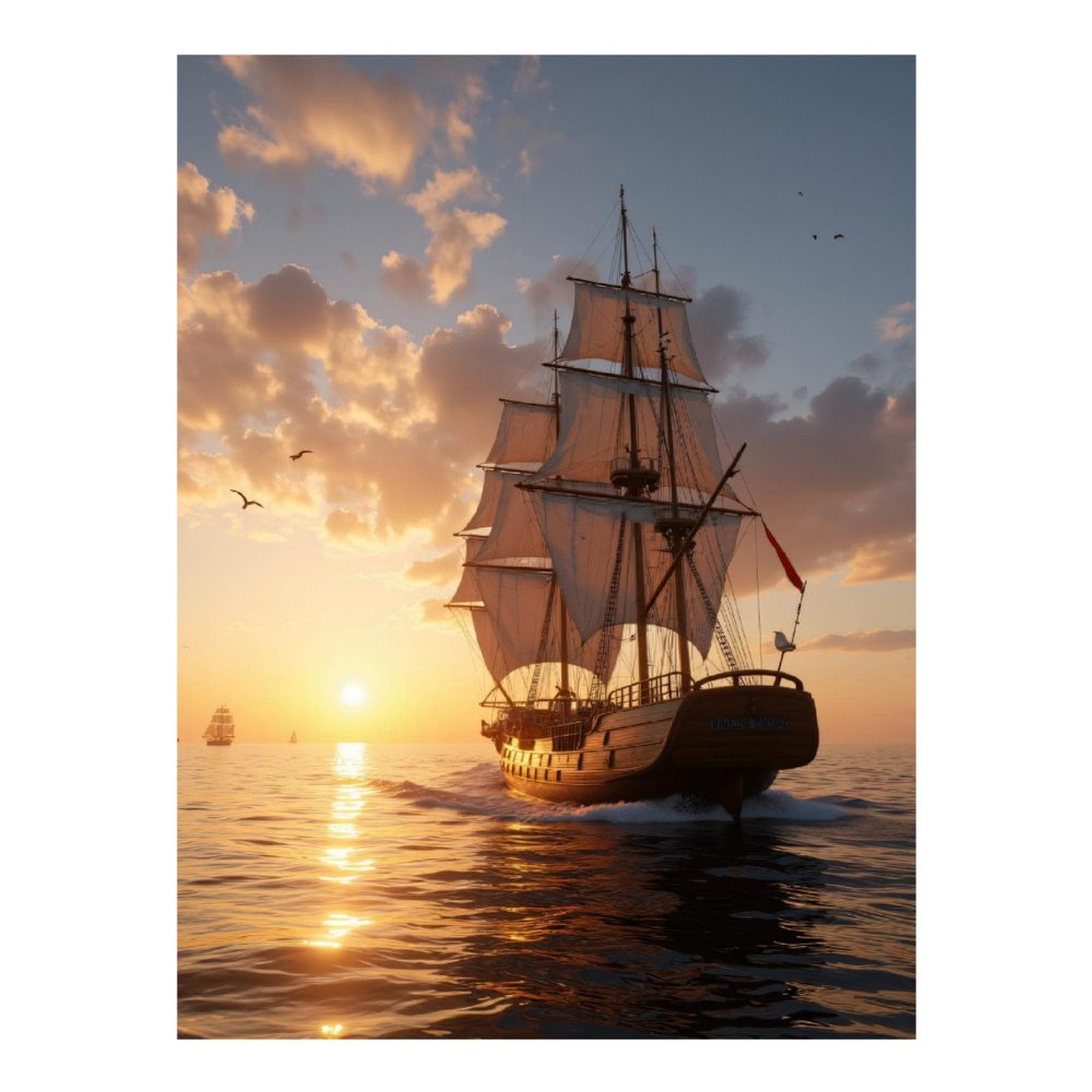 Diamond Art Kits for Adults, Sailing Ship Sunset Ocean Voyage 5D Diamond Painting Kits for Adults Beginners, DIY Full Drill Diamond Painting, Gem Art and Crafts 12x16