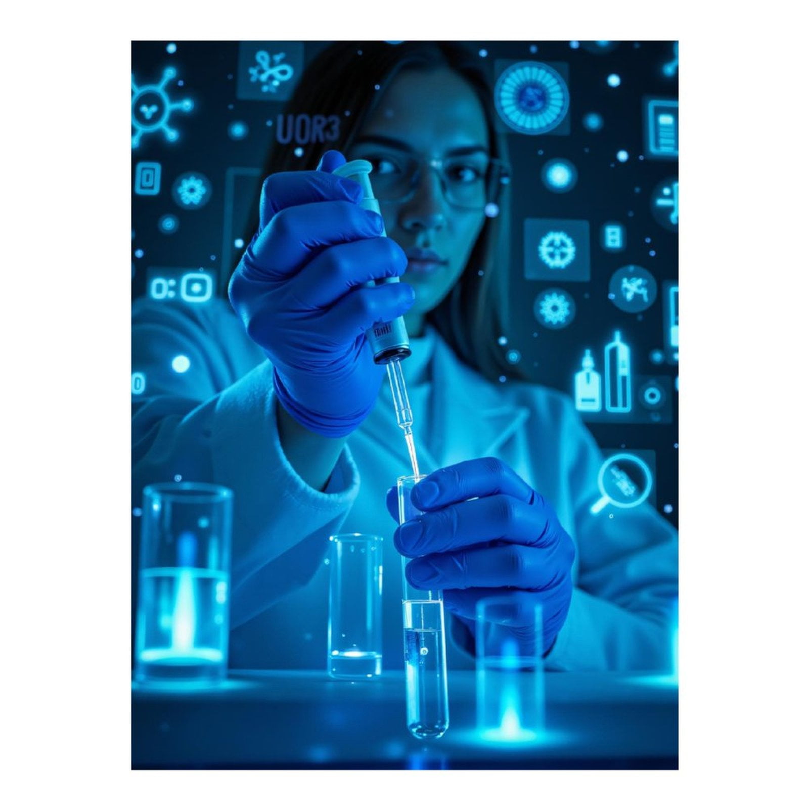 Diamond Art Kits for Adults, Science Lab Research Blue Gloves 5D Diamond Painting Kits for Adults Beginners, DIY Full Drill Diamond Painting, Gem Art and Crafts 12x16