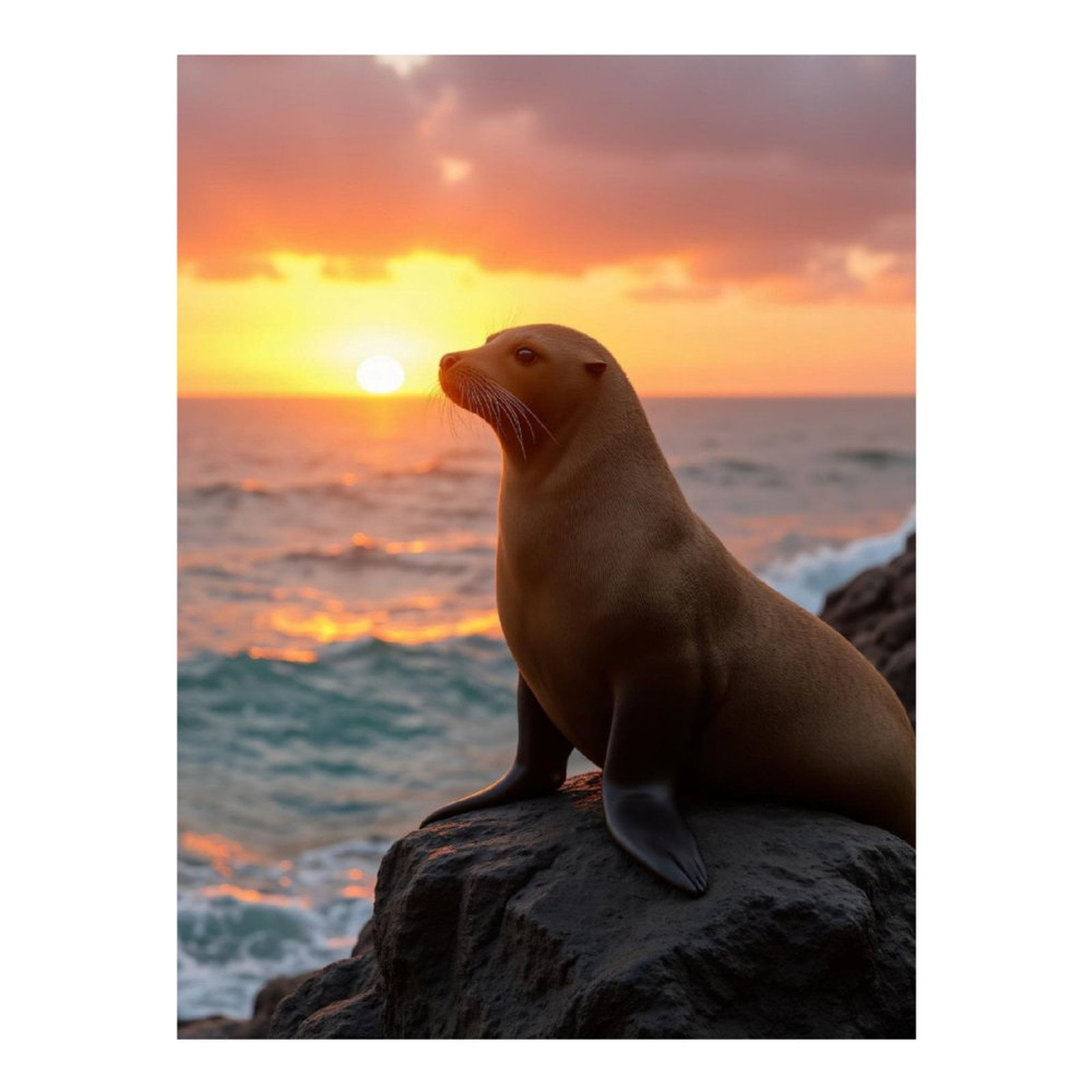 Diamond Art Kits for Adults - Sea Lion Sunset Rock Scene 5d Diamond Painting for Adults, Diamond Art for Adults Beginners, Frameless Diamond Painting Kits for Adults for Home Wall Decor