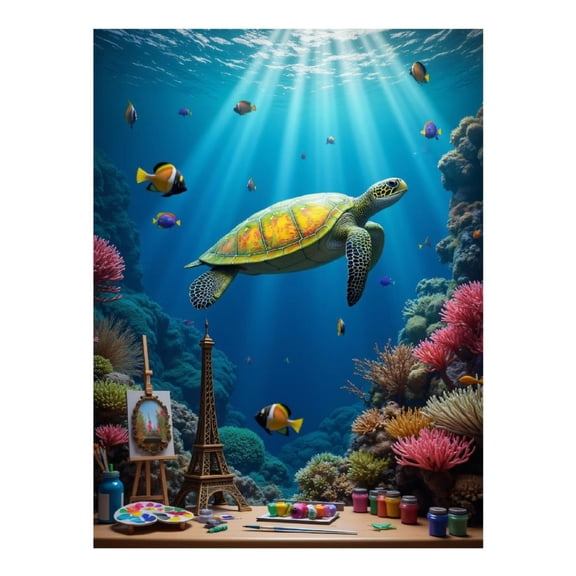 Diamond Art Kits for Adults, Sea Turtle Artistic Coral Reef 5D Diamond Painting Kits for Adults Beginners, DIY Full Drill Diamond Painting, Gem Art and Crafts 12x16