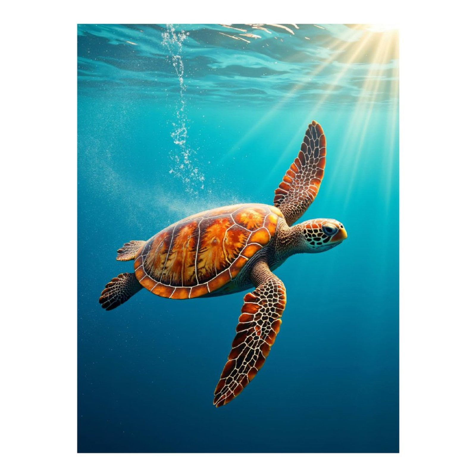 Genius Maker Diamond Art Kit For Kids - 5D Diamond Painting With Frame, Cute Turtle Design, 7x7 Inch, Arts & Crafts For Home Decor