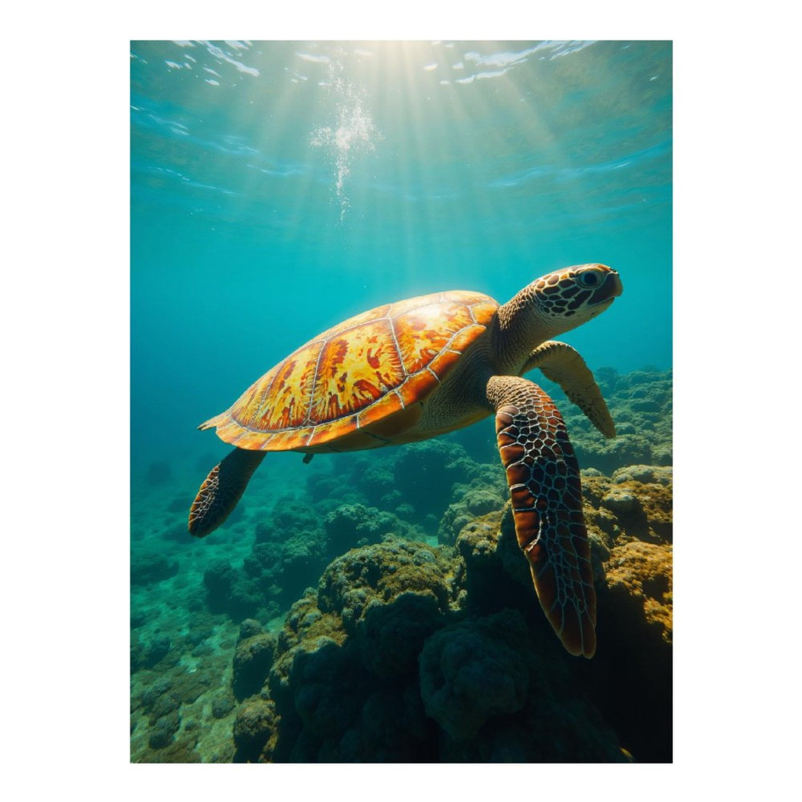 Diamond Art Kits for Adults, Sea Turtle Swimming Underwater 5D Diamond Painting Kits for Adults Beginners, DIY Full Drill Diamond Painting, Gem Art and Crafts 12x16