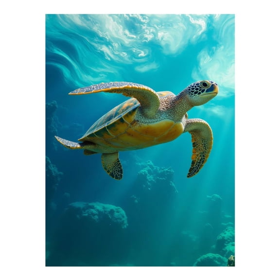 Diamond Art Kits for Adults, Sea Turtle Underwater Swimming Scene 5D Diamond Painting Kits for Adults Beginners, DIY Full Drill Diamond Painting, Gem Art and Crafts 12x16