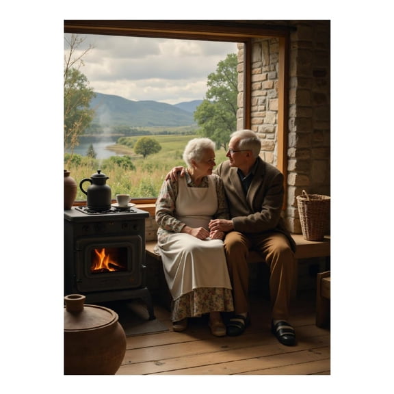 Diamond Art Kits for Adults, Senior Couple Cozy Cabin Scene 5D Diamond Painting Kits for Adults Beginners, DIY Full Drill Diamond Painting, Gem Art and Crafts 12x16