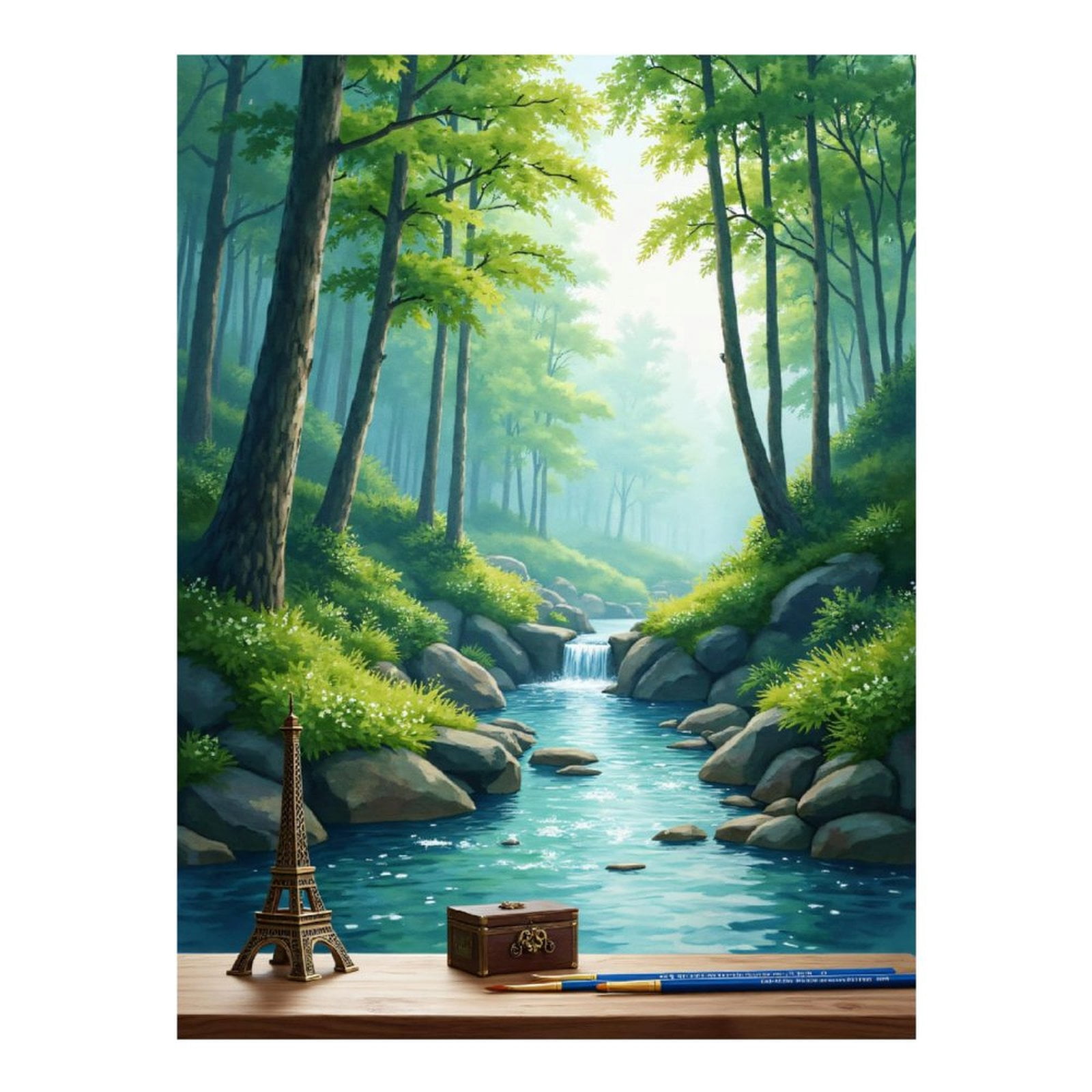 Diamond Art Kits for Adults - Serene Forest Stream Miniature Display 5d Diamond Painting for Adults, Diamond Art for Adults Beginners, Frameless Diamond Painting Kits for Adults for Home Wall Decor