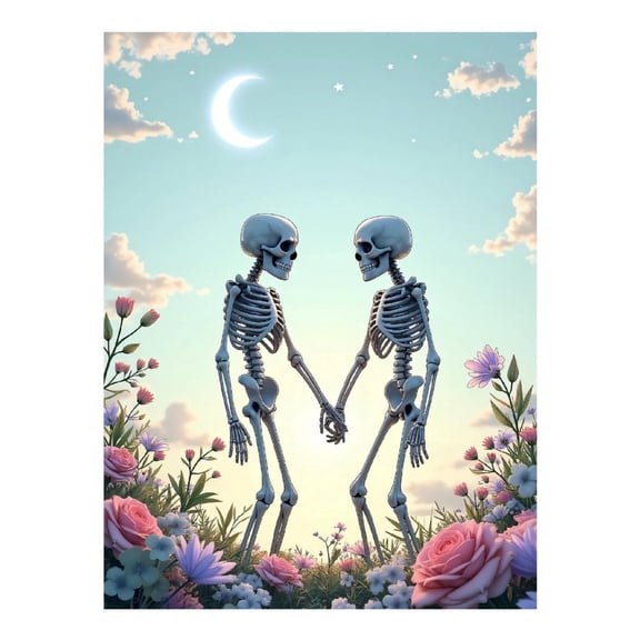 Diamond Art Kits for Adults, Skeletons Holding Hands Under Moon 5D Diamond Painting Kits for Adults Beginners, DIY Full Drill Diamond Painting, Gem Art and Crafts 12x16