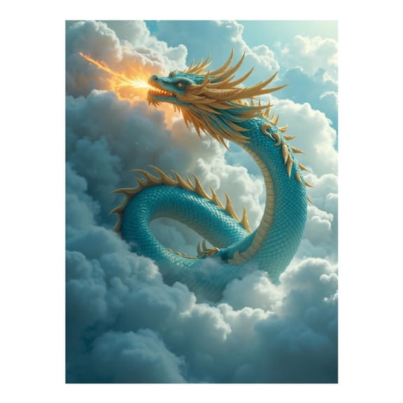 Diamond Art Kits for Adults, Sky Serpent Fire Clouds Fantasy 5D Diamond Painting Kits for Adults Beginners, DIY Full Drill Diamond Painting, Gem Art and Crafts 12x16