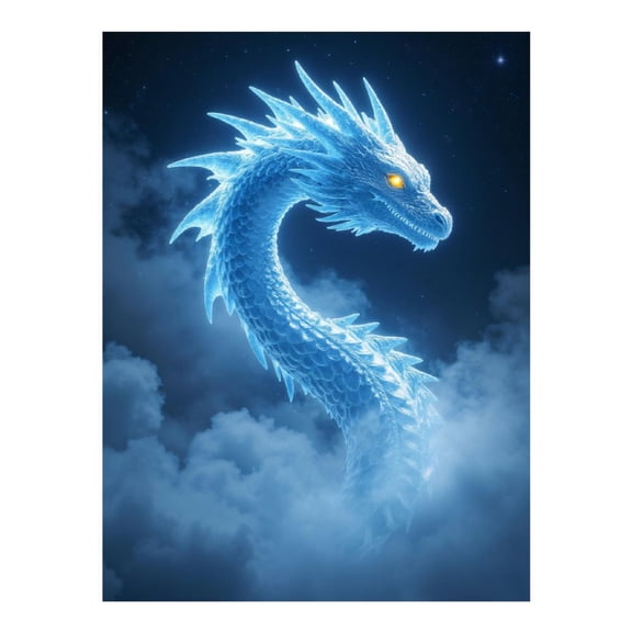 Diamond Art Kits for Adults, Sky Serpent Illuminated Night 5D Diamond Painting Kits for Adults Beginners, DIY Full Drill Diamond Painting, Gem Art and Crafts 12x16
