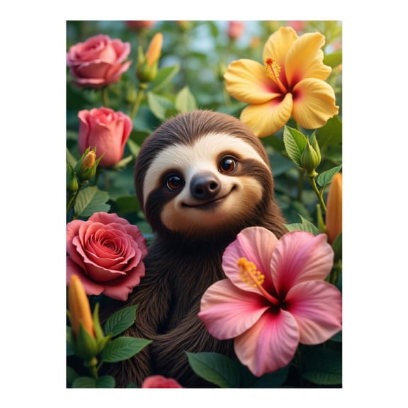 Diamond Art Kits for Adults, Sloth Among Colorful Blossoms 5D Diamond Painting Kits for Adults Beginners, DIY Full Drill Diamond Painting, Gem Art and Crafts 12x16