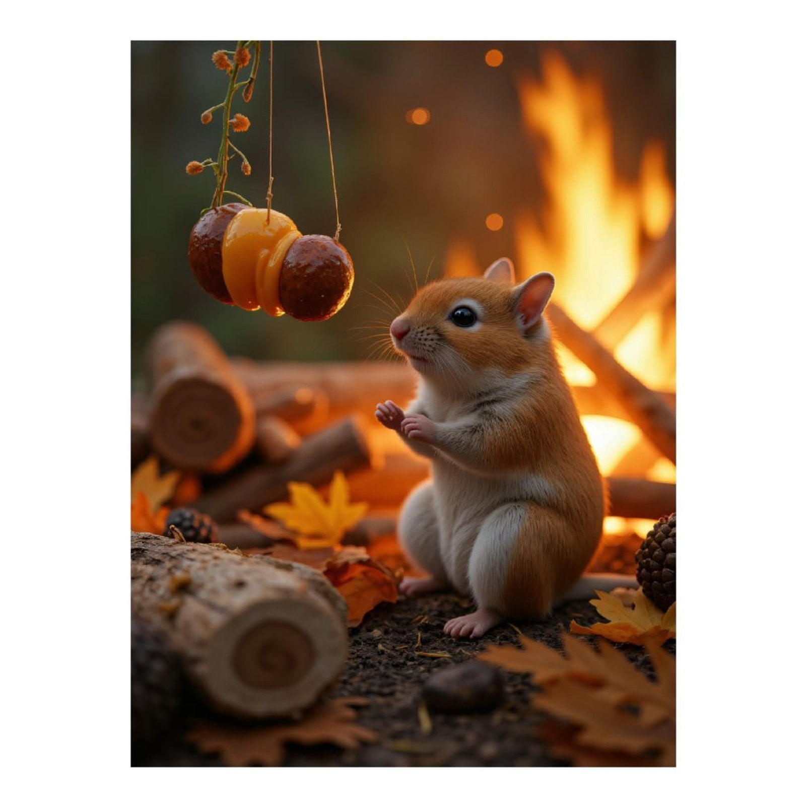 Diamond Art Kits for Adults, Small Animal Autumn Bonfire Scene 5D Diamond Painting Kits for Adults Beginners, DIY Full Drill Diamond Painting, Gem Art and Crafts 12x16