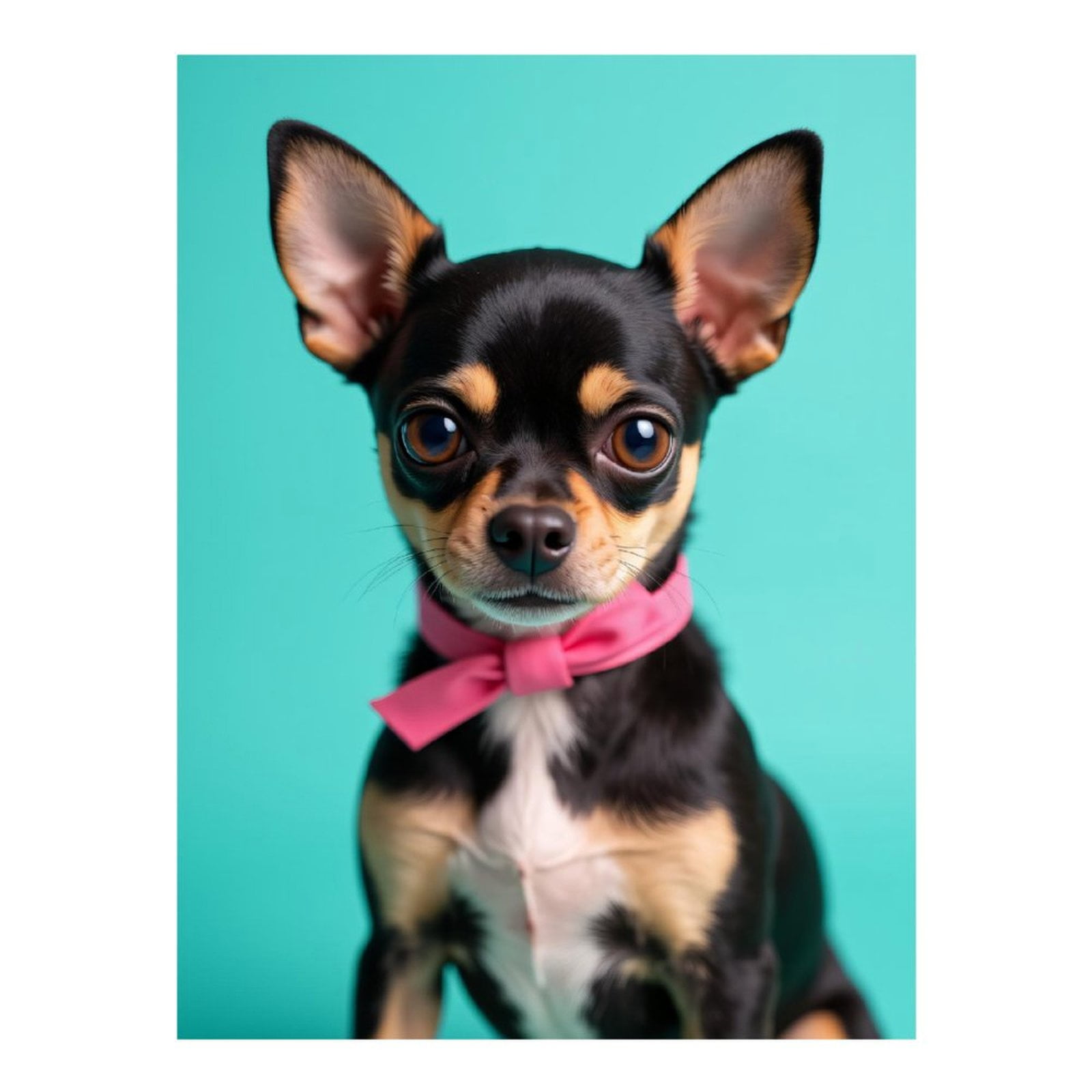 Diamond Art Kits for Adults, Small Dog Pink Ribbon Portrait 5D Diamond Painting Kits for Adults Beginners, DIY Full Drill Diamond Painting, Gem Art and Crafts 12x16