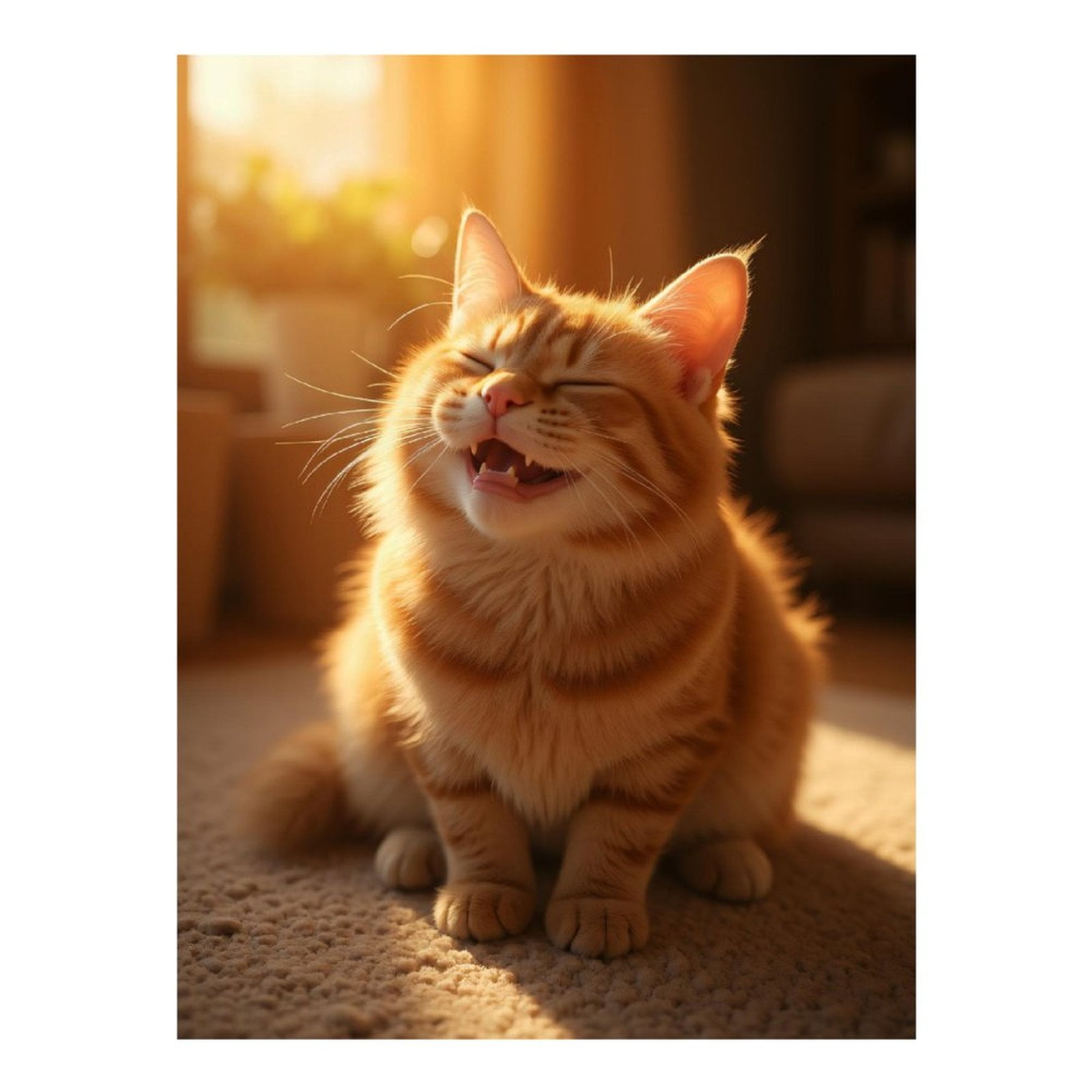 Diamond Art Kits for Adults, Smiling Cat In Sunlit Room 5D Diamond Painting Kits for Adults Beginners, DIY Full Drill Diamond Painting, Gem Art and Crafts 12x16
