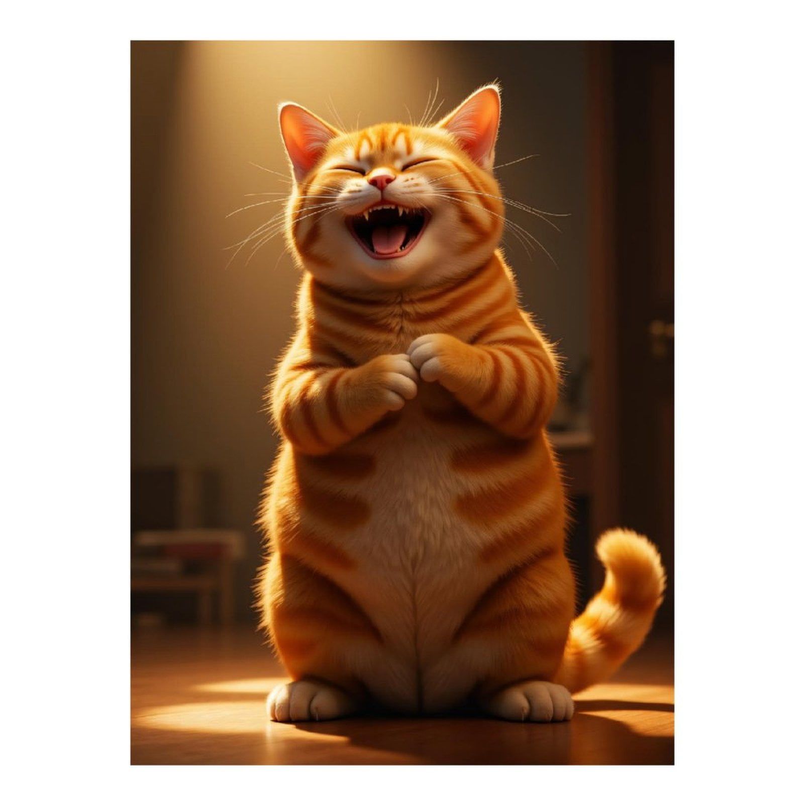 Diamond Art Kits for Adults, Smiling Orange Cat Standing Indoor 5D Diamond Painting Kits for Adults Beginners, DIY Full Drill Diamond Painting, Gem Art and Crafts 12x16