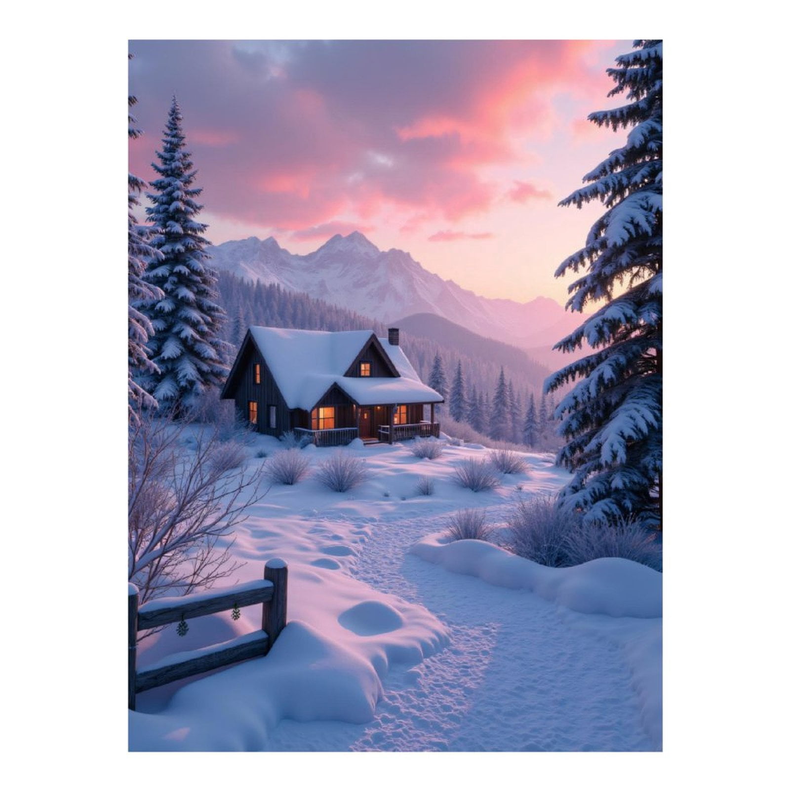 Diamond Art Kits for Adults, Snowy Cabin Mountain Sunset Scene 5D Diamond Painting Kits for Adults Beginners, DIY Full Drill Diamond Painting, Gem Art and Crafts 12x16