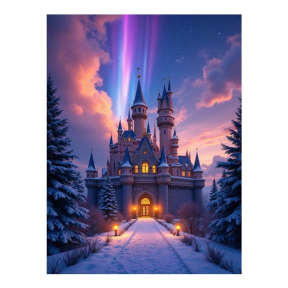 Diamond Art Kits for Adults - Snowy Castle Aurora 5d Diamond Painting for Adults, Diamond Art for Adults Beginners, Frameless Diamond Painting Kits for Adults for Home Wall Decor