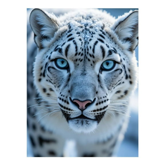 Diamond Art Kits for Adults, Snowy Leopard Close Up Blue Eyes 5D Diamond Painting Kits for Adults Beginners, DIY Full Drill Diamond Painting, Gem Art and Crafts 12x16