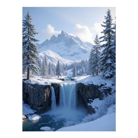 Diamond Art Kits for Adults, Snowy Mountain Waterfall Scene 5D Diamond Painting Kits for Adults Beginners, DIY Full Drill Diamond Painting, Gem Art and Crafts 12x16