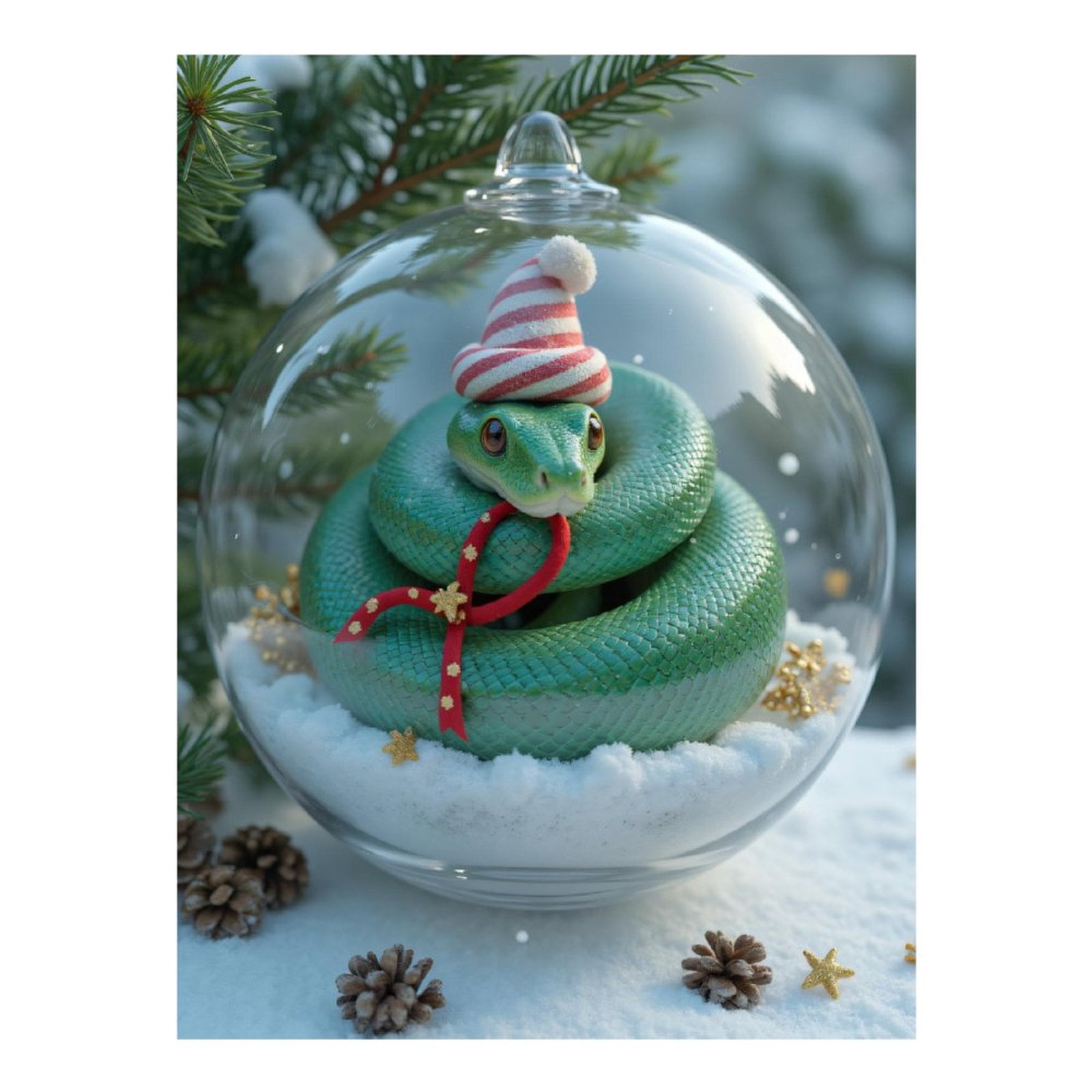 Diamond Art Kits for Adults, Snowy Snake Holiday Ornament 5D Diamond Painting Kits for Adults Beginners, DIY Full Drill Diamond Painting, Gem Art and Crafts 12x16